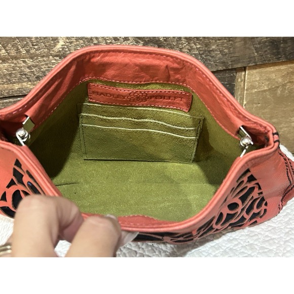 HADLEY POLLET Coral Peek A Boo Clutch Laser Cut Leather Flower